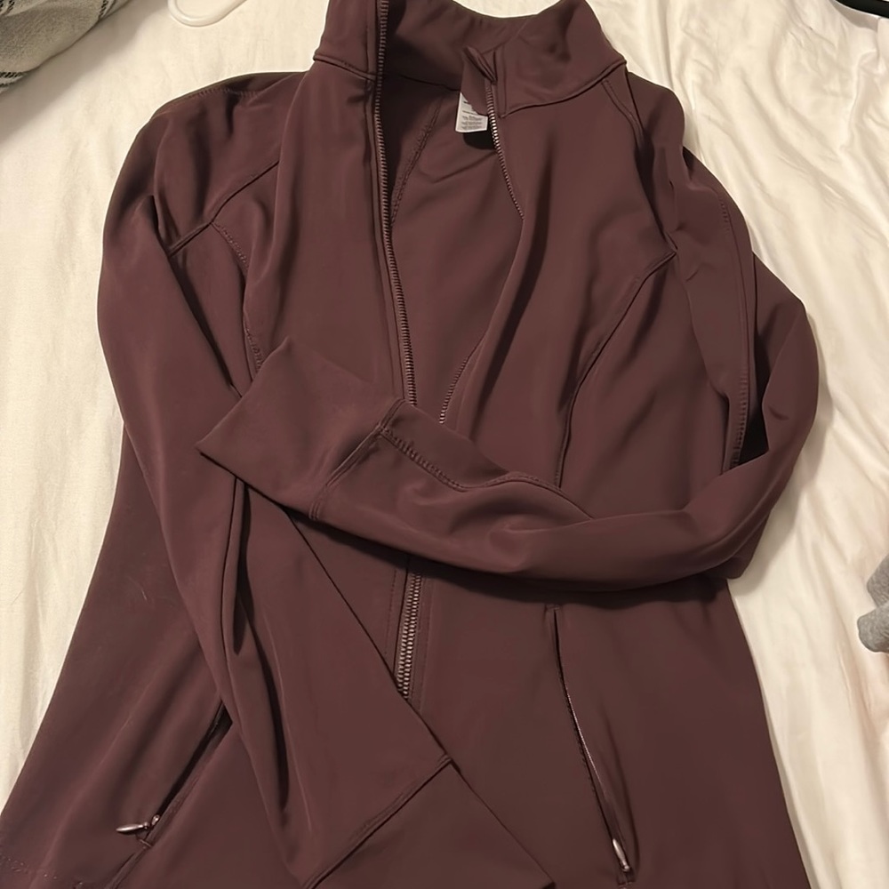 Deep red, slim fit jacket from brand 90 degree. Sized Small